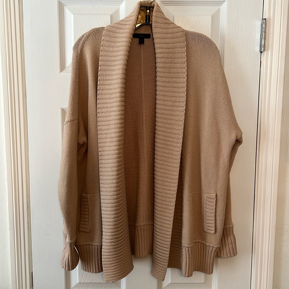 J. Crew Open Front Shawl Camel Cardigan Sweater XS/S